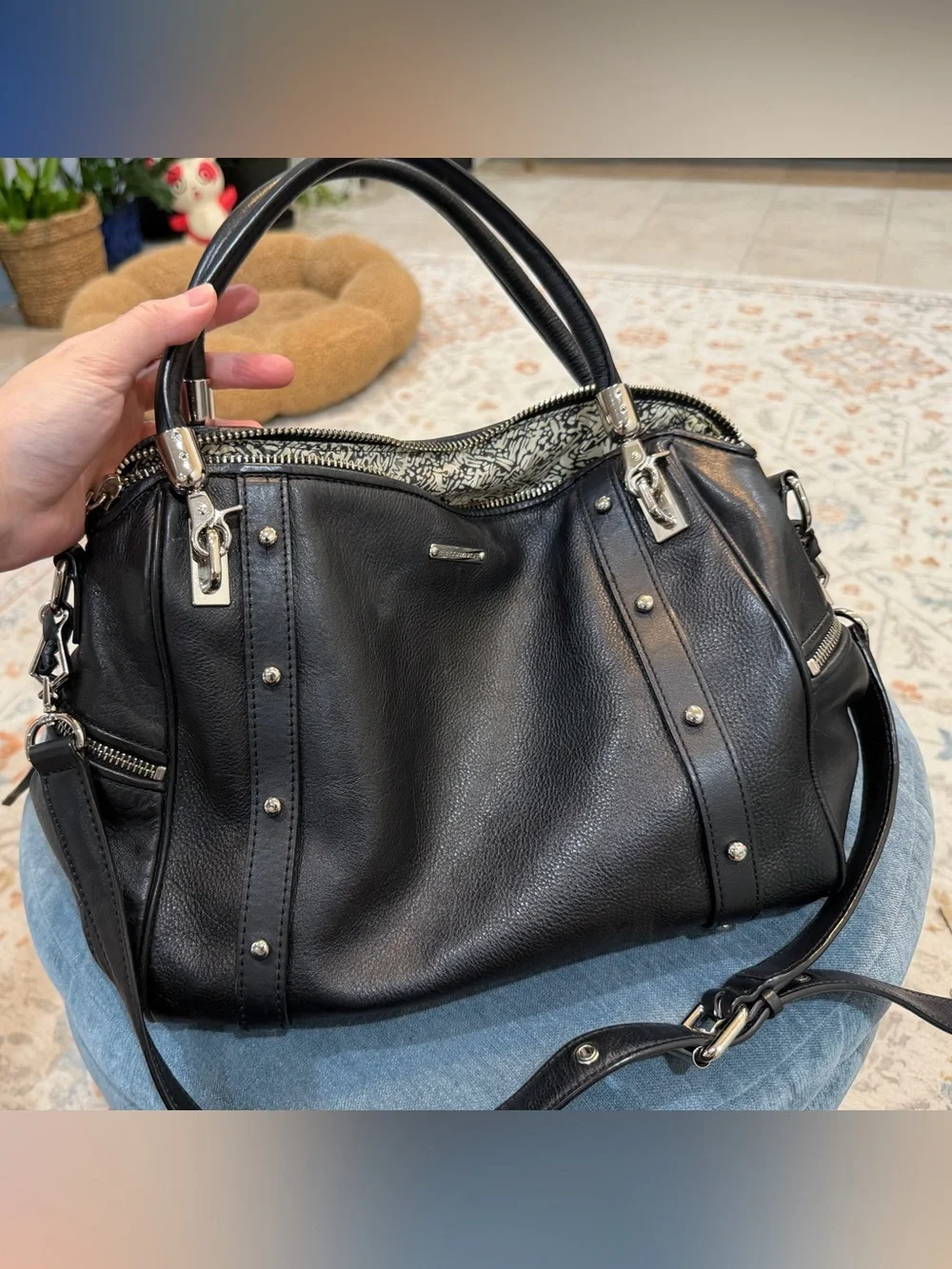 Rebecca Minkoff y2k Black Leather Satchel with Silver Hardware